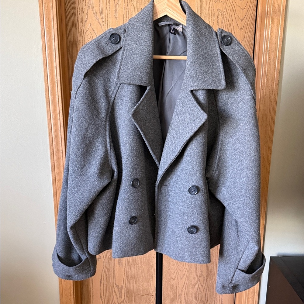 H&M Gray Double-Breasted Pea Coat